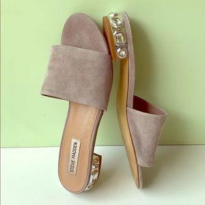 Steve Madden Costa Costo Leather Suede Gem Sandals